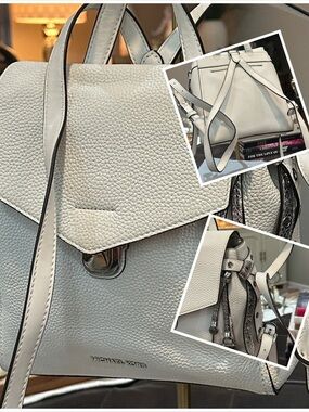 MICHAEL MICHAEL KORS Bristol Small Leather Backpack in Optic White & Silver, EUC